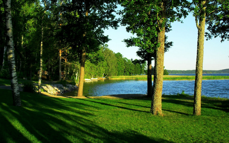 春天乡村湖泊绿色风景壁纸图片