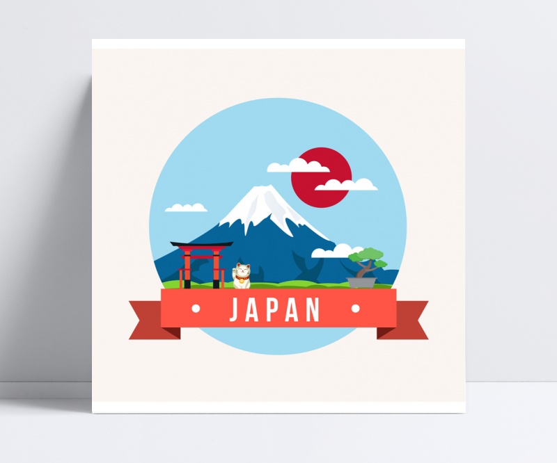 日本富士山插画矢量素材