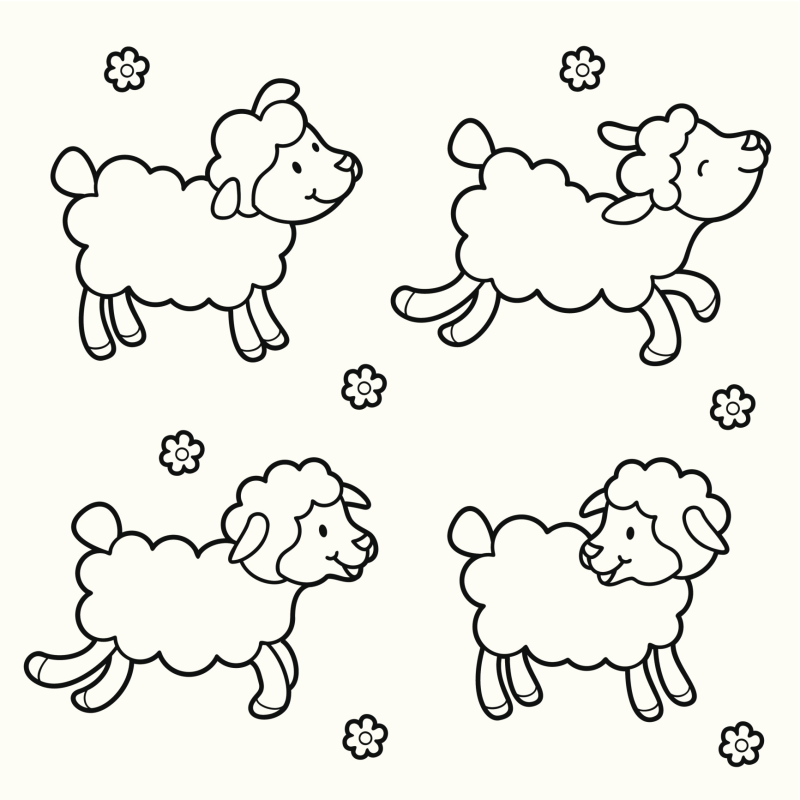 四只小羊的简笔画
