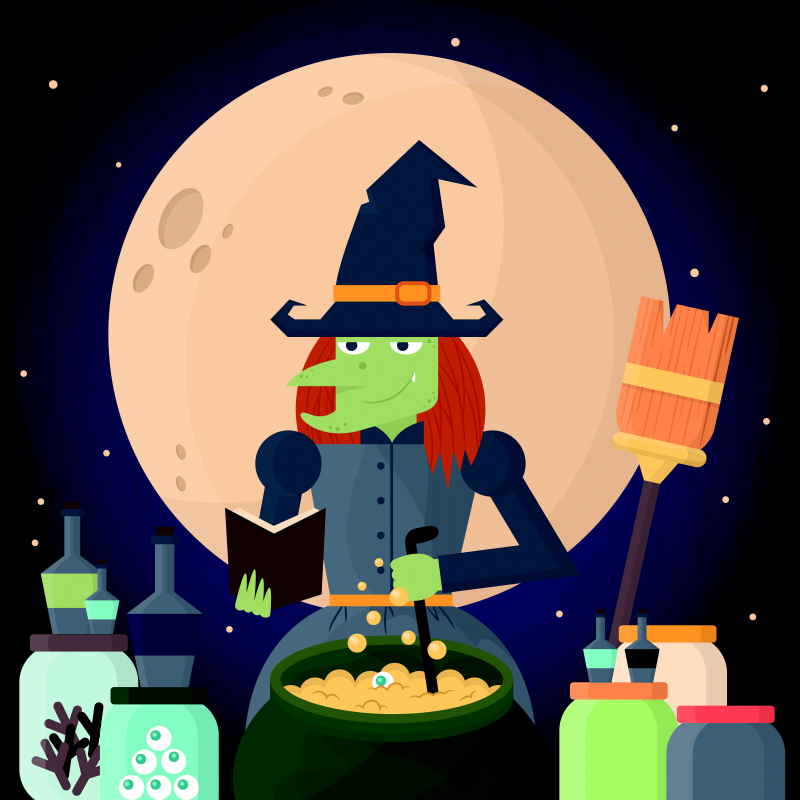 Witch preparing for halloween