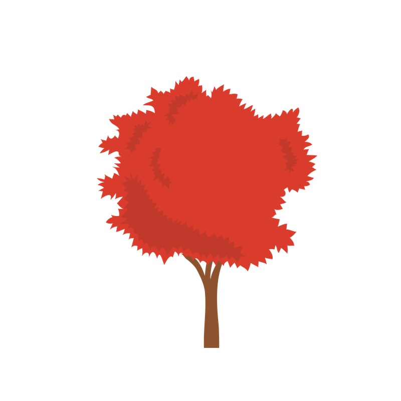 矢量手绘红色大树
