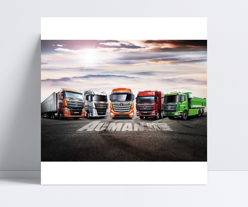 欧曼系列重型卡车宣传海报psd素材