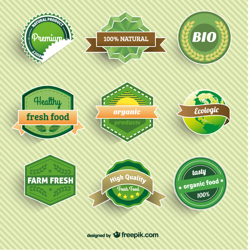 绿色食品标签标贴矢量素材