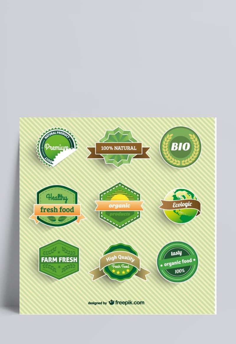 绿色食品标签标贴矢量素材