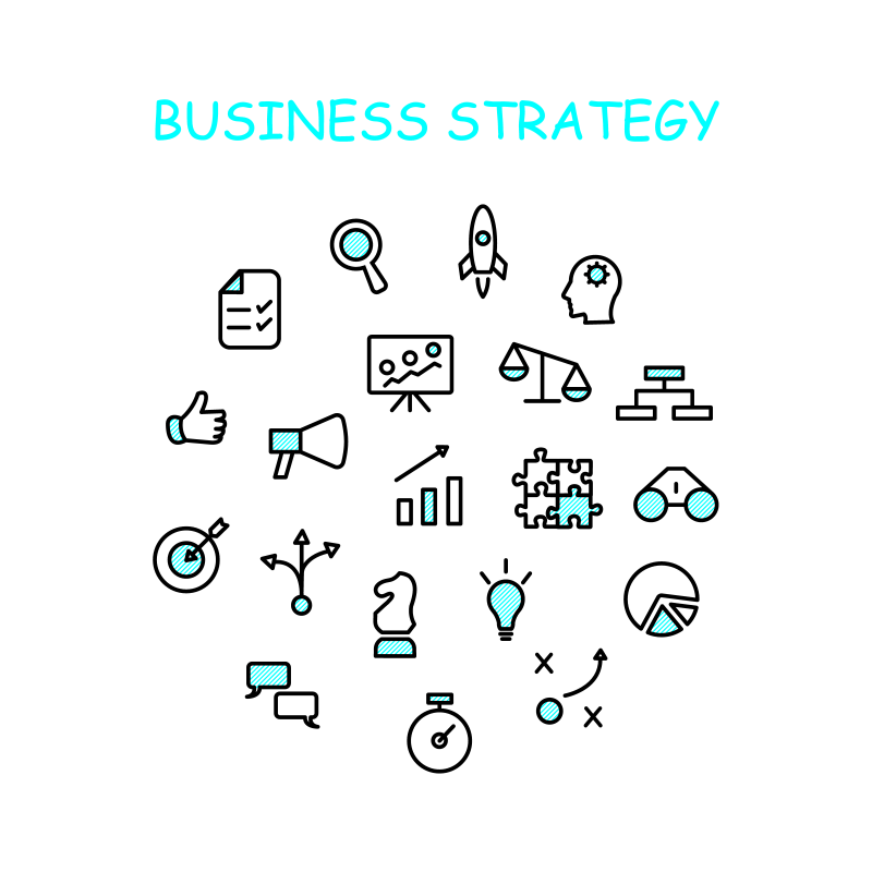 Business strategy icon set