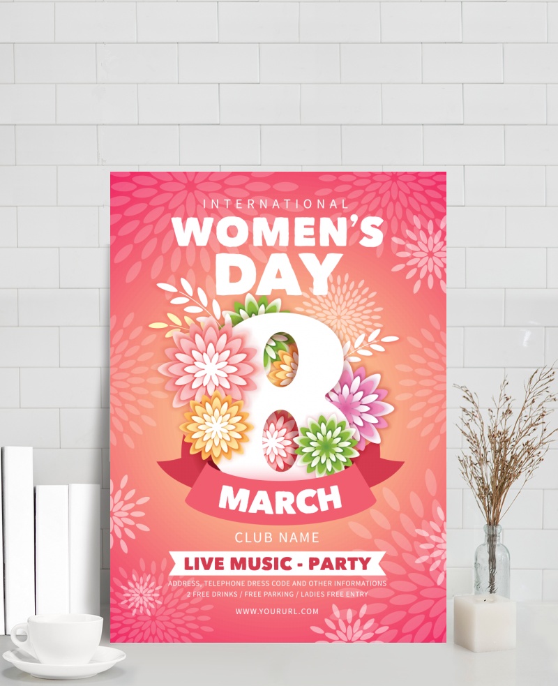 妇女节粉色海报图片