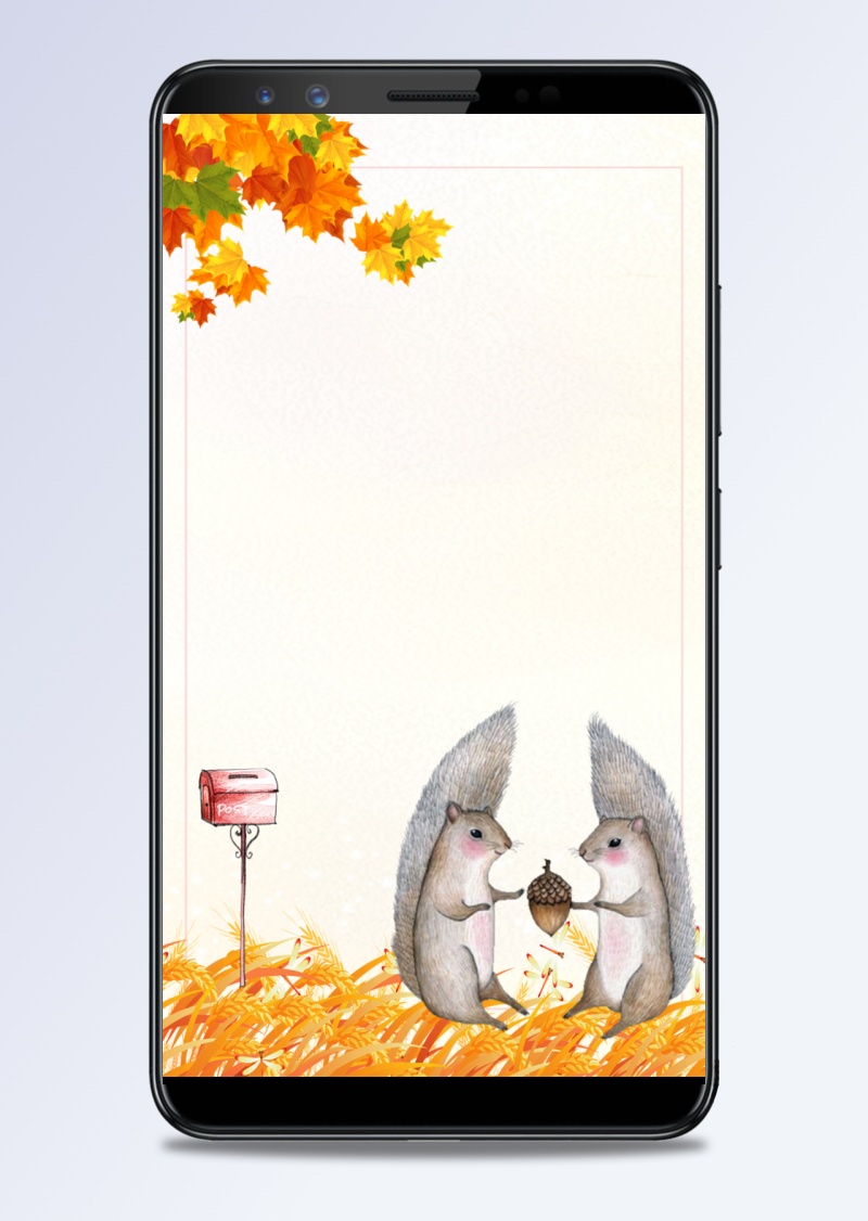 秋季卡通手绘松鼠背景