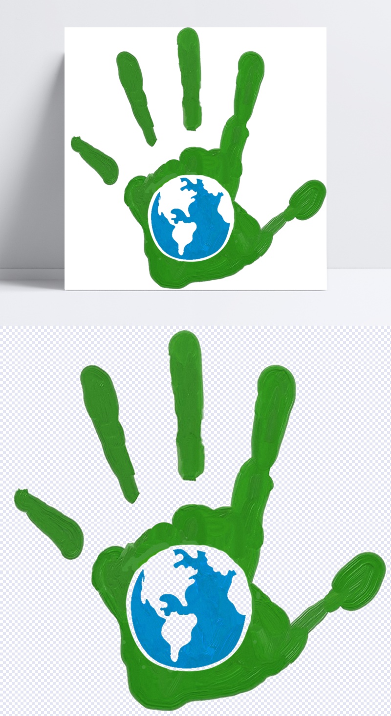 绿色手掌保护地球免抠png透明图层素材