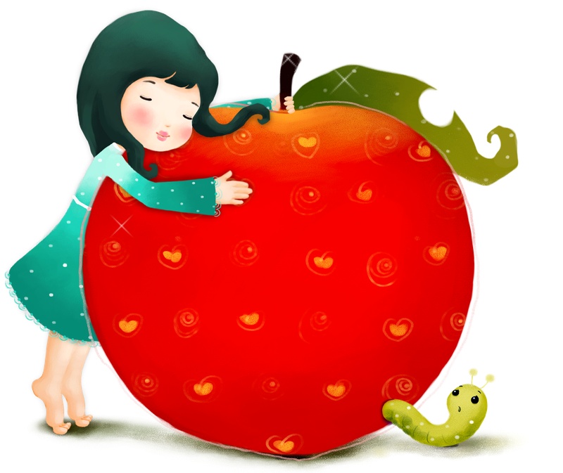 抱着苹果的小女孩动漫人物