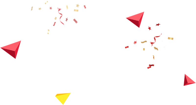 立体红黄三角形彩带