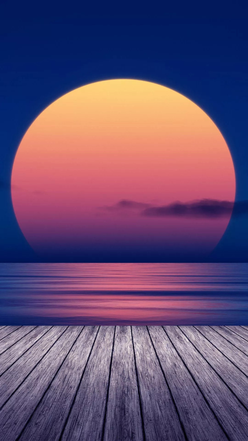创意海边夕阳风景H5背景