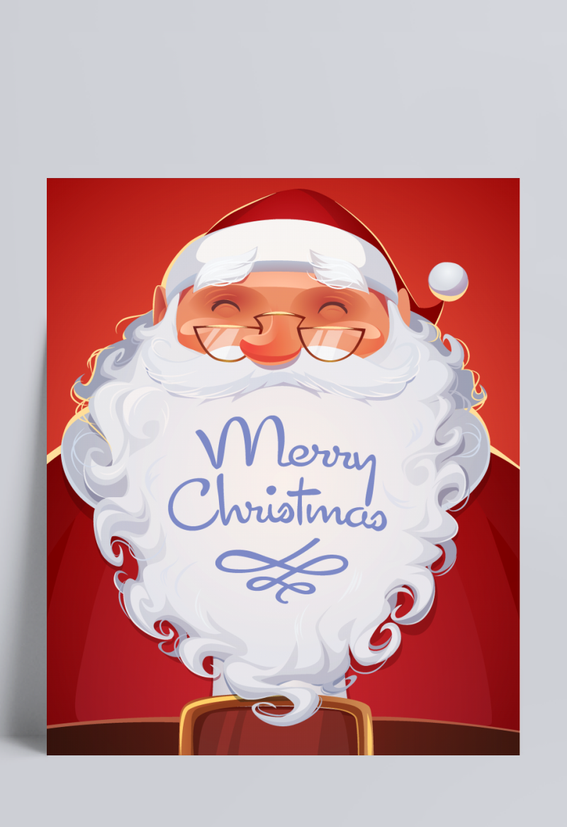 大胡子的圣诞老人矢量广告插图
