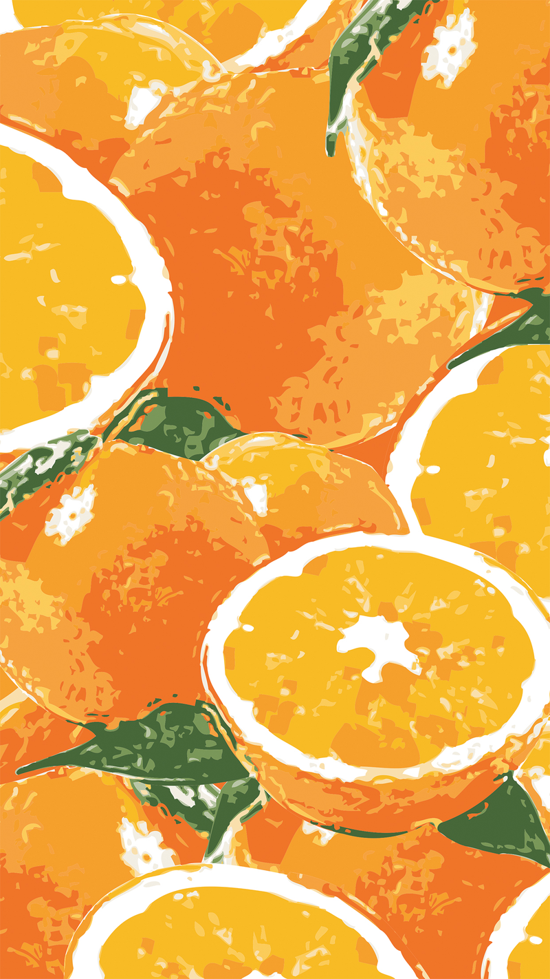 橙子 卡通 手绘 清新 几何扁平背景素材