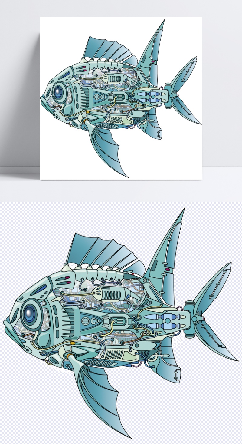 创意蓝色机械鱼