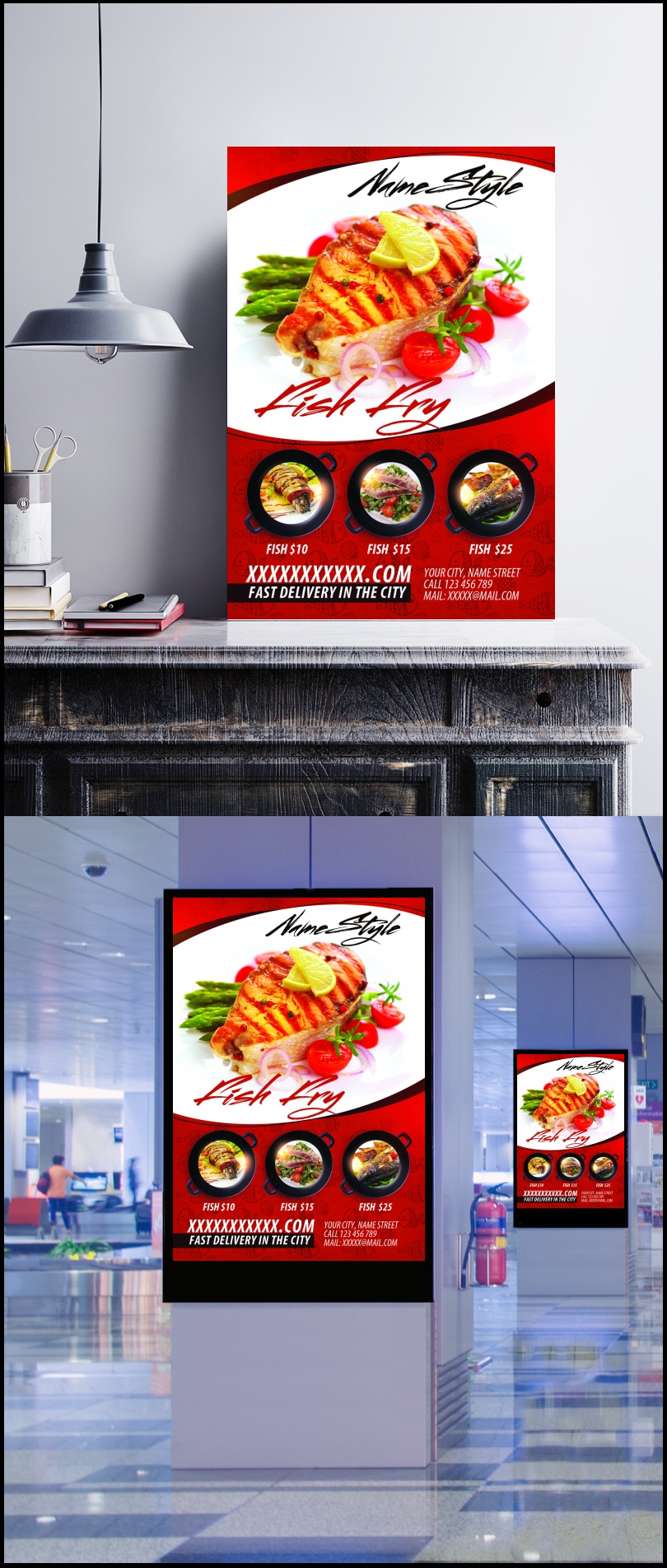 红色大气餐饮餐厅美食宣传海报