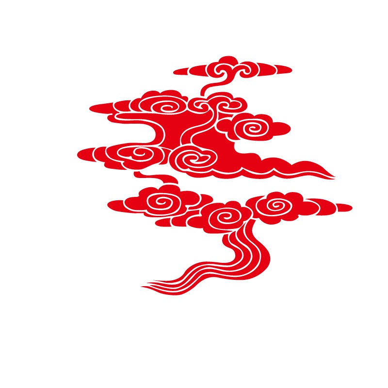 中国风手绘红色祥云png元素
