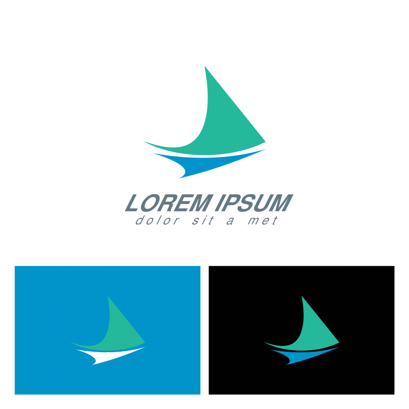 三角形帆船logo标志矢量素材