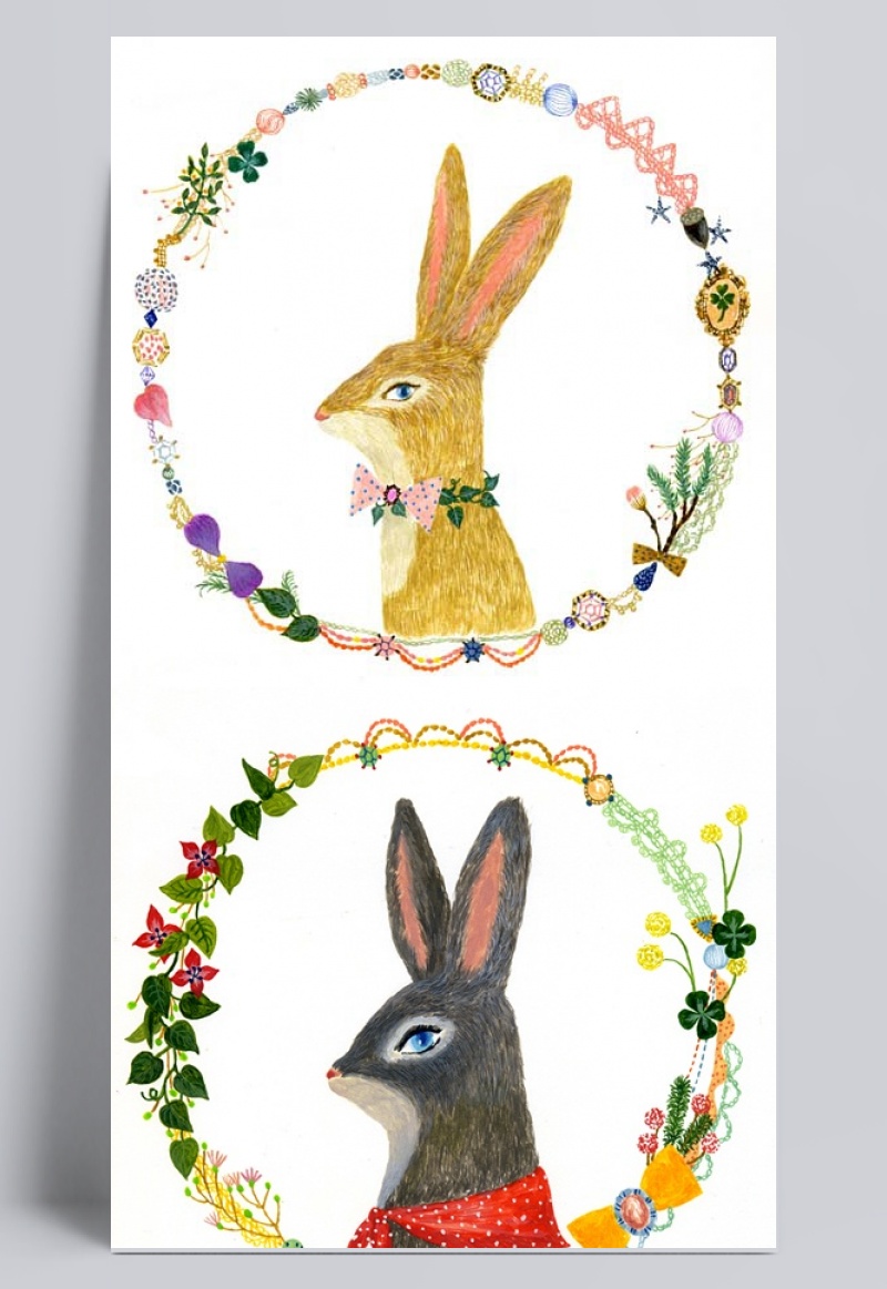 森林兔子图案
