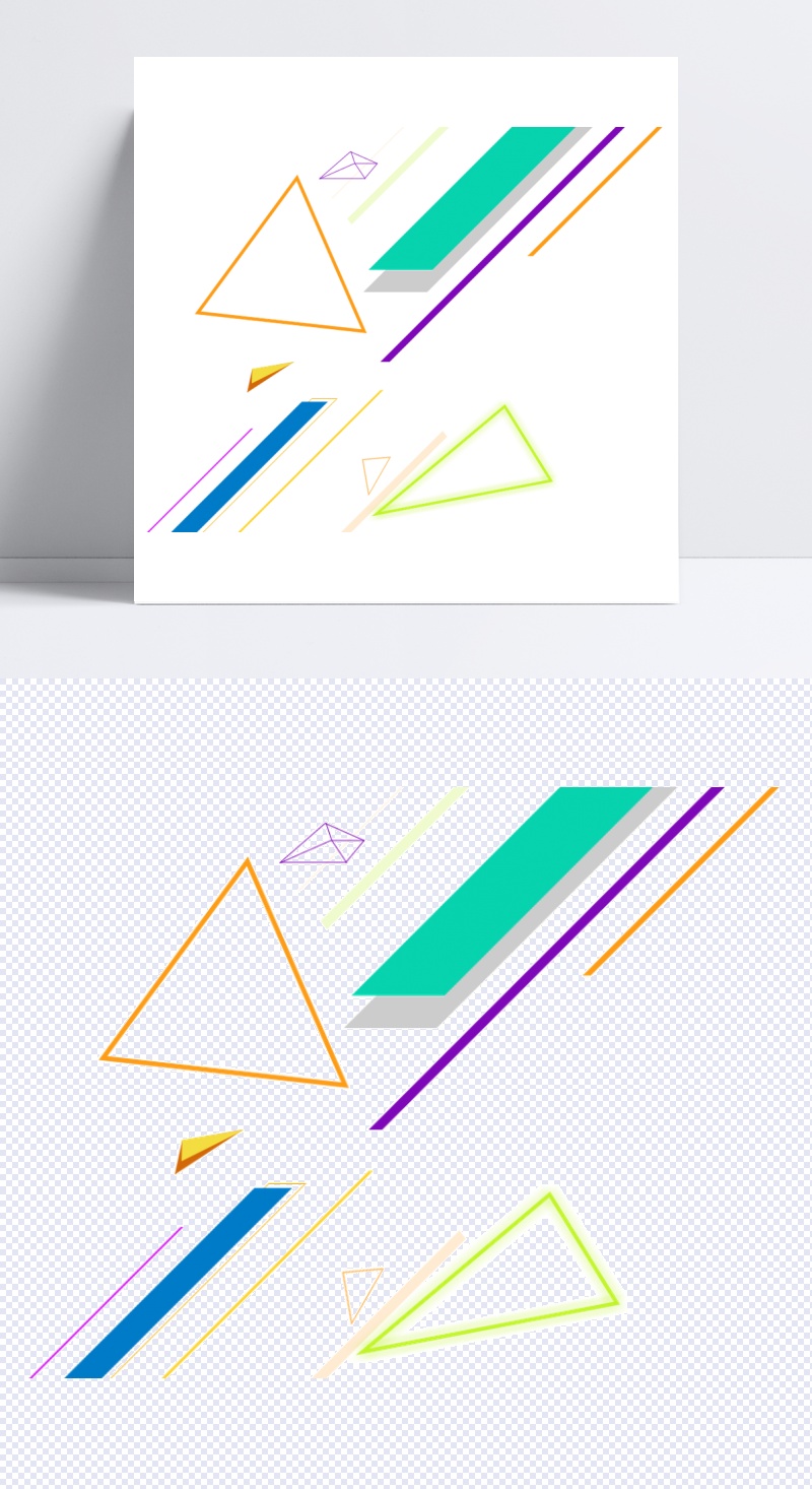 彩色直线三角图形设计模板素材