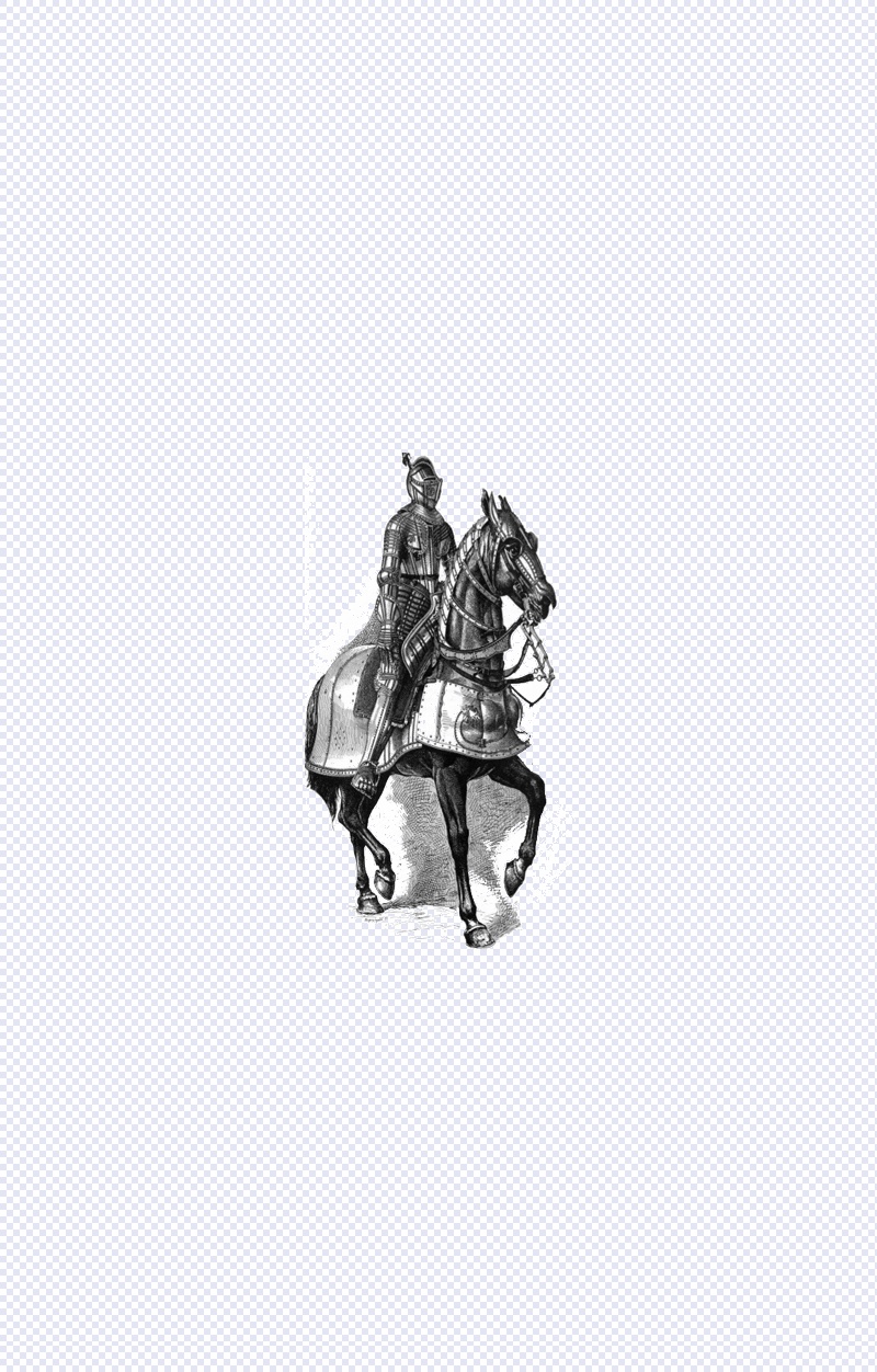手绘骑着战马的骑士