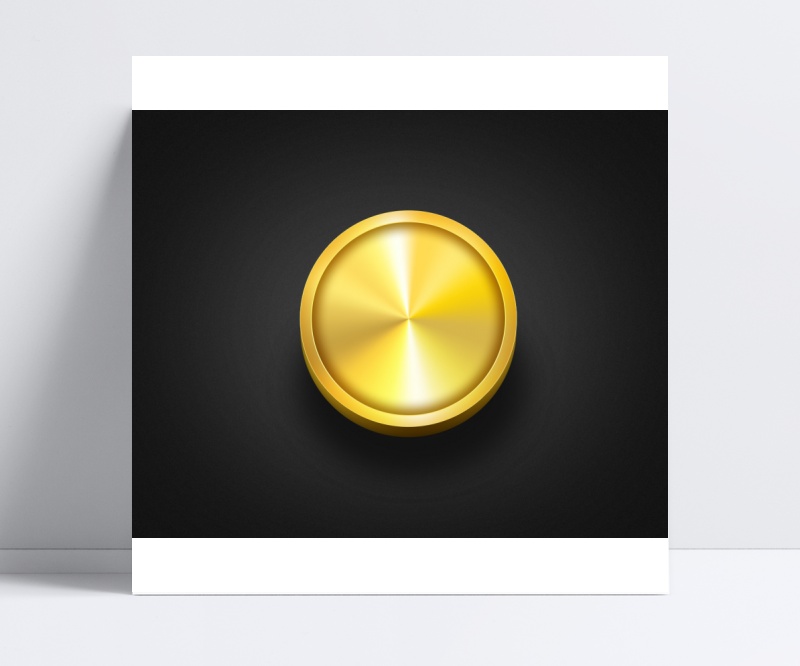 金色圆形按钮PSD素材