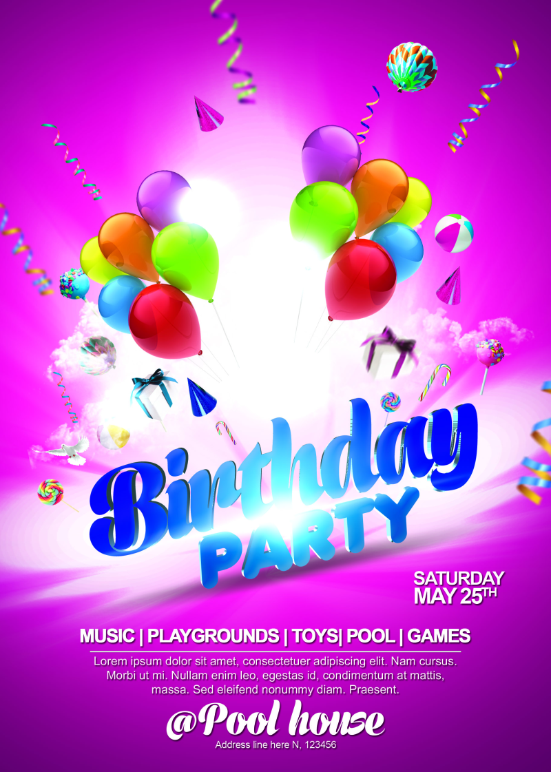 生日party海报传单设计图片