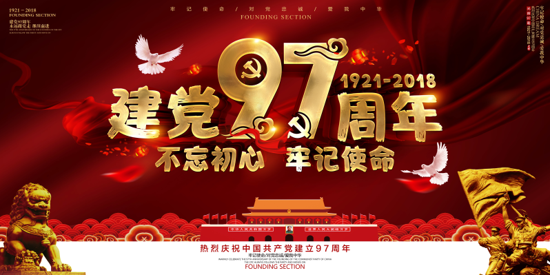 建党节中国风展板图片