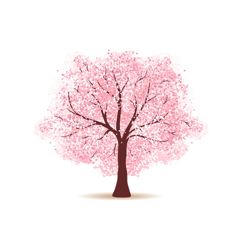 清新粉色樱花树装饰元素