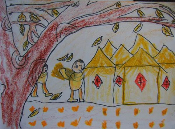儿童画-秋天的丰收之美