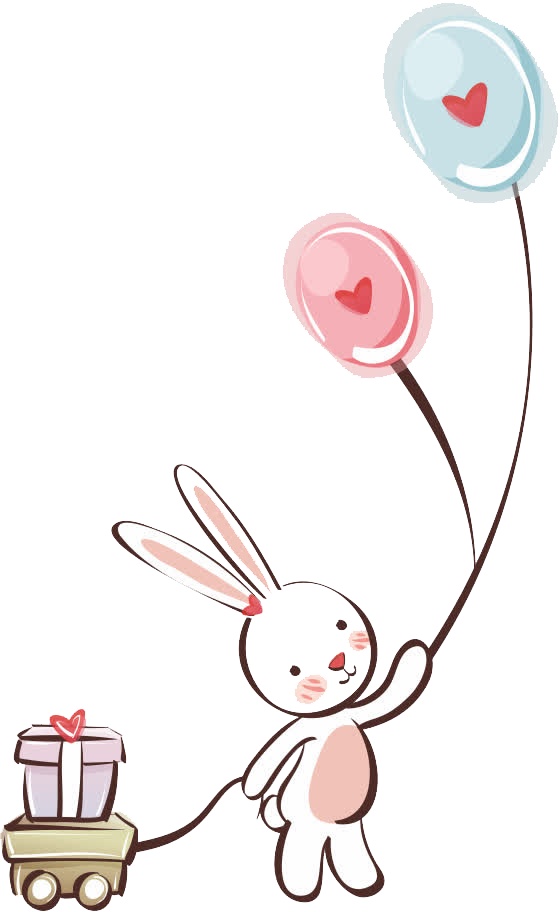卡通兔子气球520浪漫