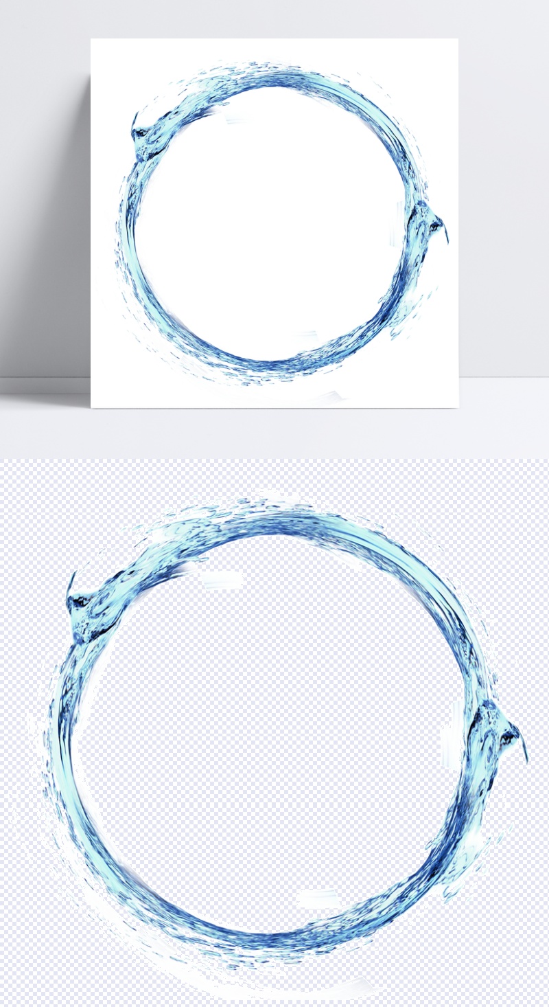 蓝色纯净圆形水流