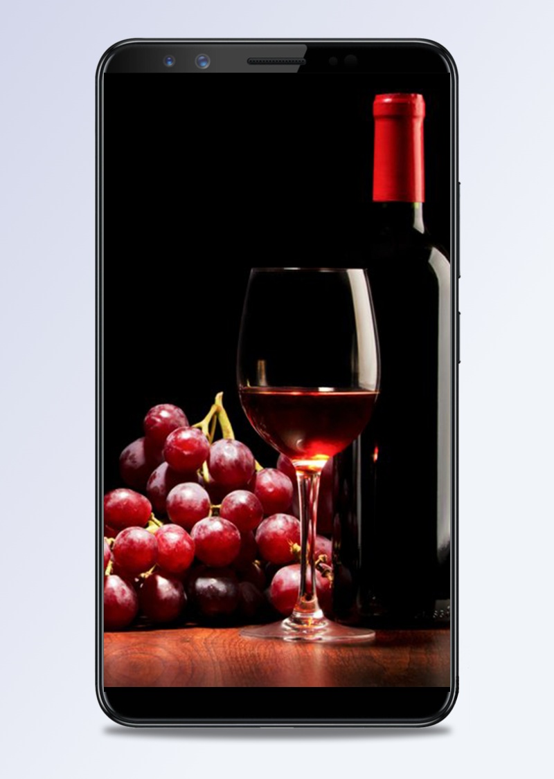 红酒红葡萄瓶玻璃黑色背景h5素材背景