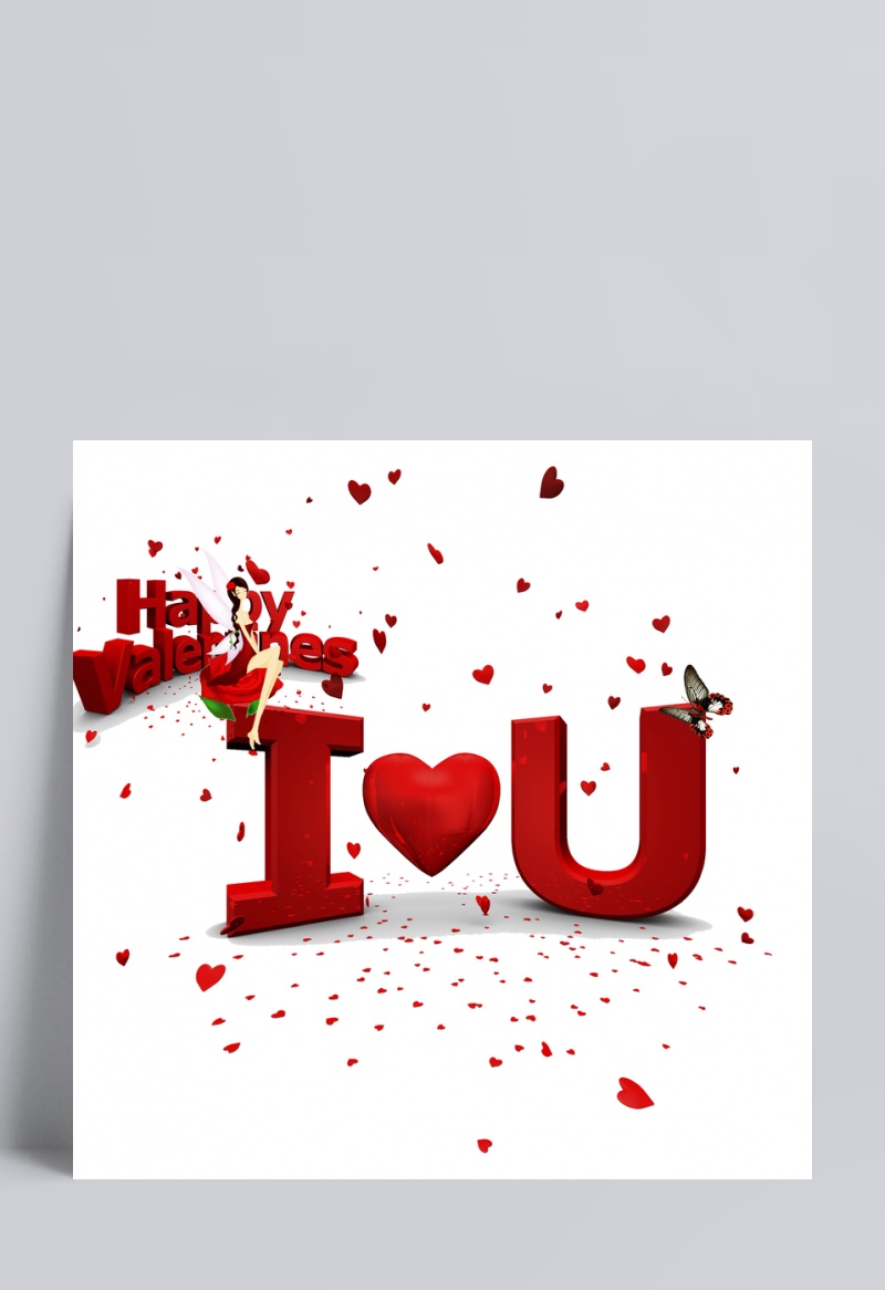 情人节字体设计psd设计模板下载 浪漫之恋 玫瑰花瓣