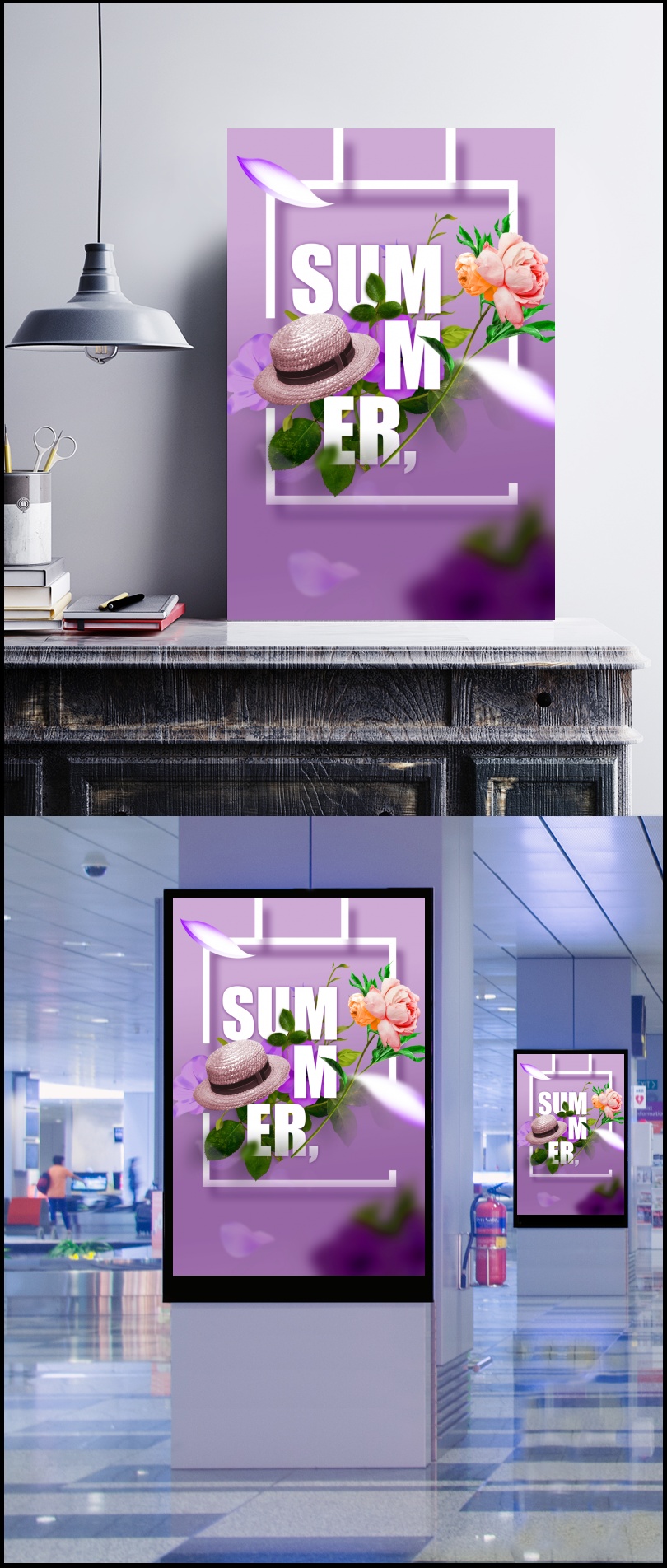 韩国紫色风格夏季海报PSD分层素材