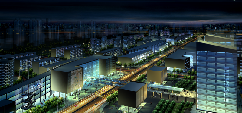 城市商业中心夜景图片
