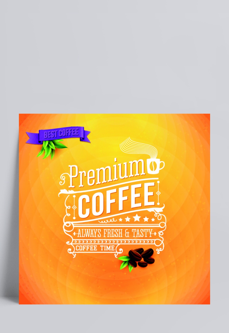 橙色系咖啡海报背景矢量素材
