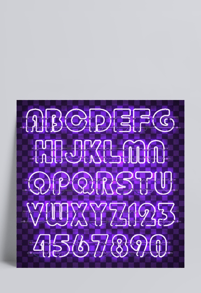 紫色发光字母矢量素材