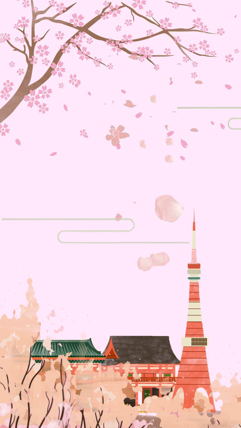 粉色小清新日本樱花PS源文件H5背景素材
