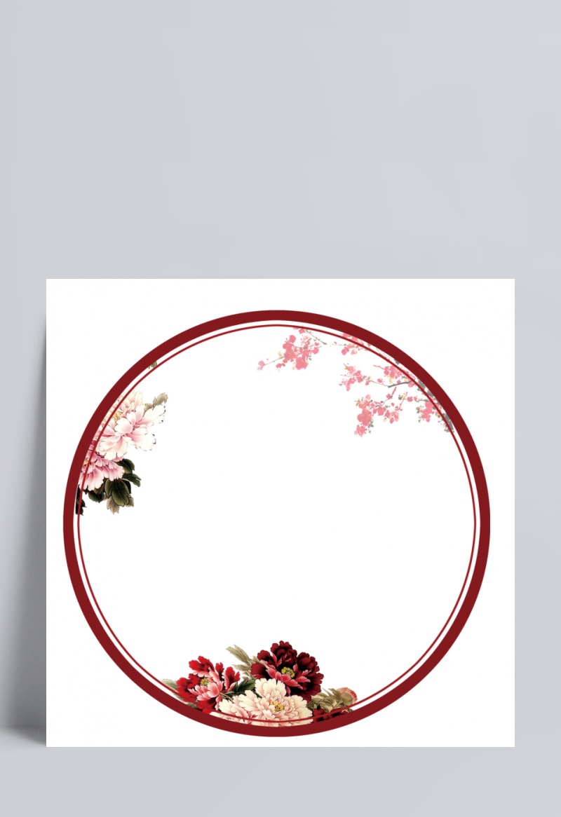 古典中国风圆形边框屏风
