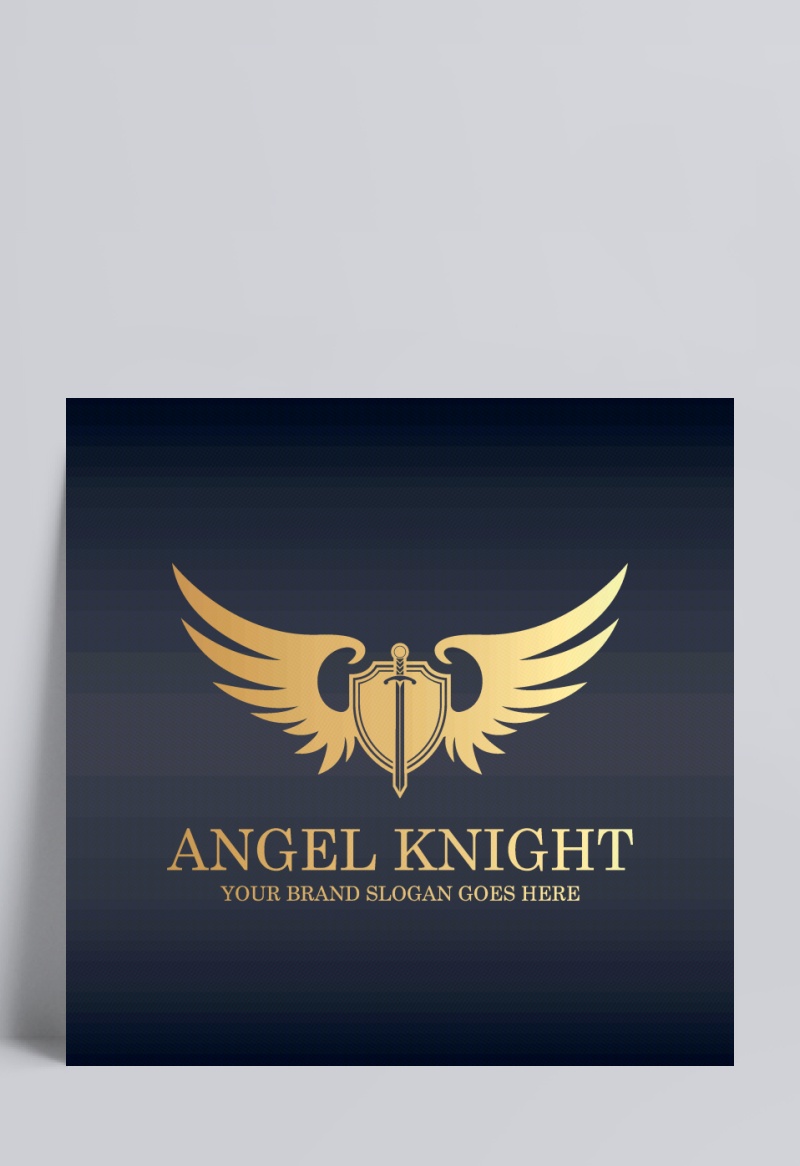 金色天使翅膀盾牌logo矢量素材