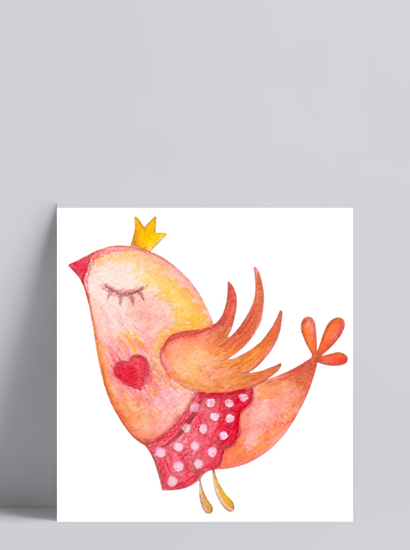 红色小鸟透明装饰图案