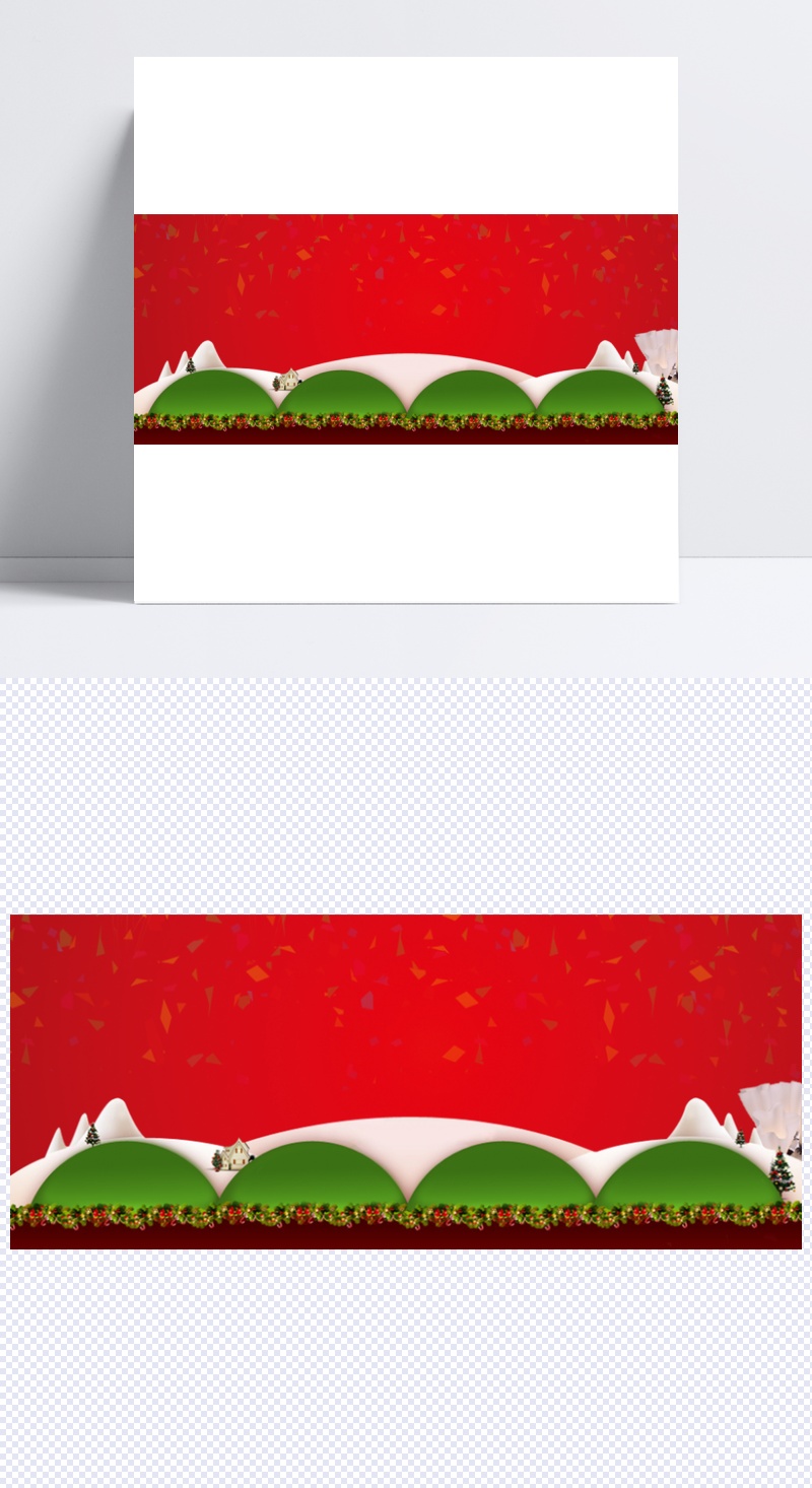 红色扁平卡通圣诞节banner海报