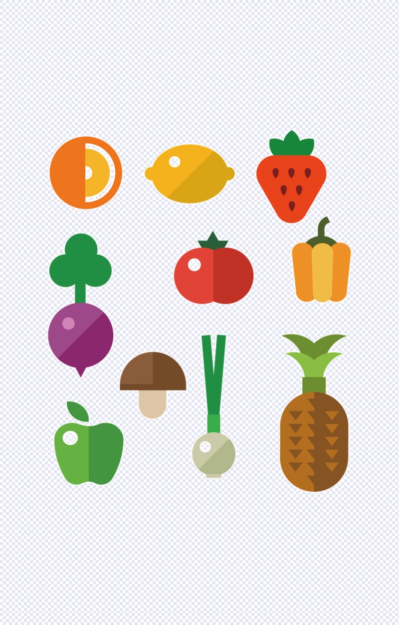 矢量扁平化水果蔬菜图标