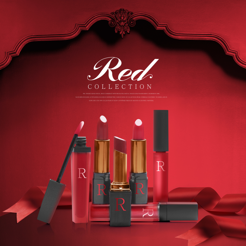新年中国红电商口红促销礼品设计ps素材