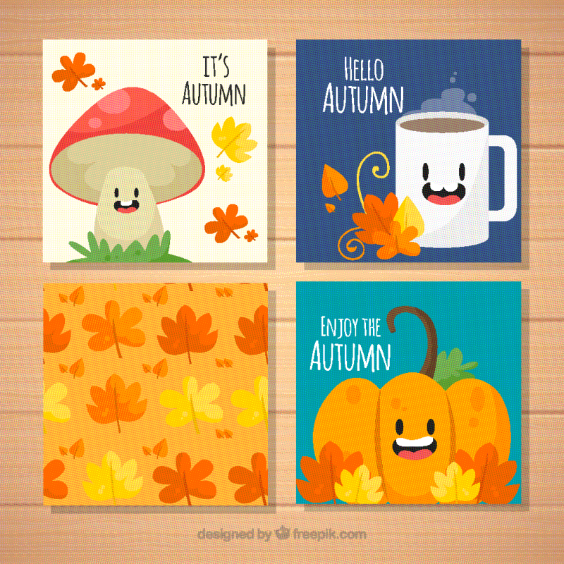 可爱秋季元素卡片