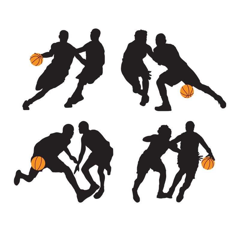 手绘篮球比赛剪影免抠png透明图层素材