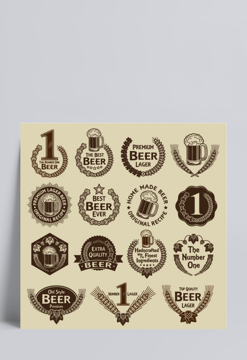 复古啤酒标签设计矢量素材