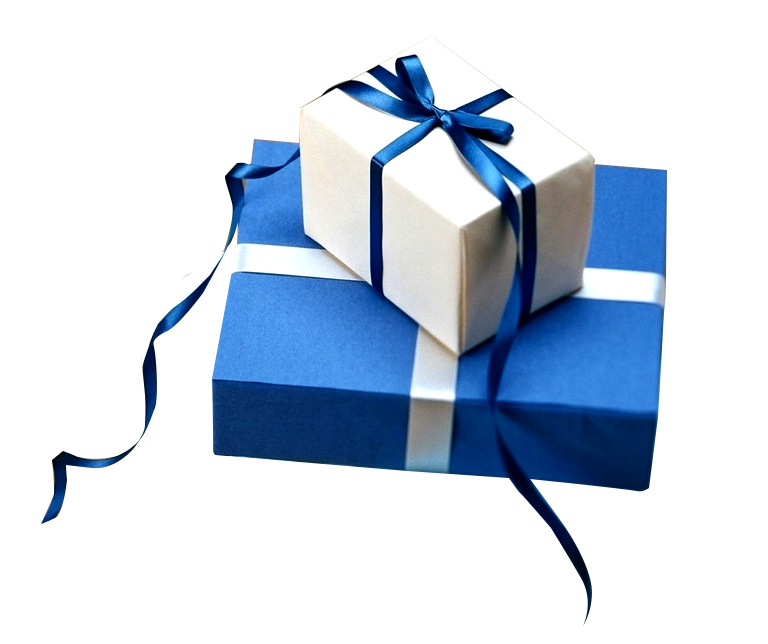 蓝色白色礼物盒免抠素材