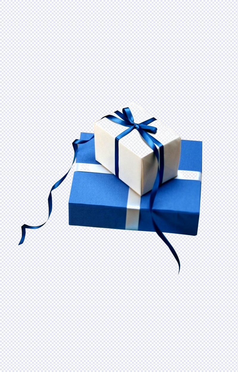 蓝色白色礼物盒免抠素材