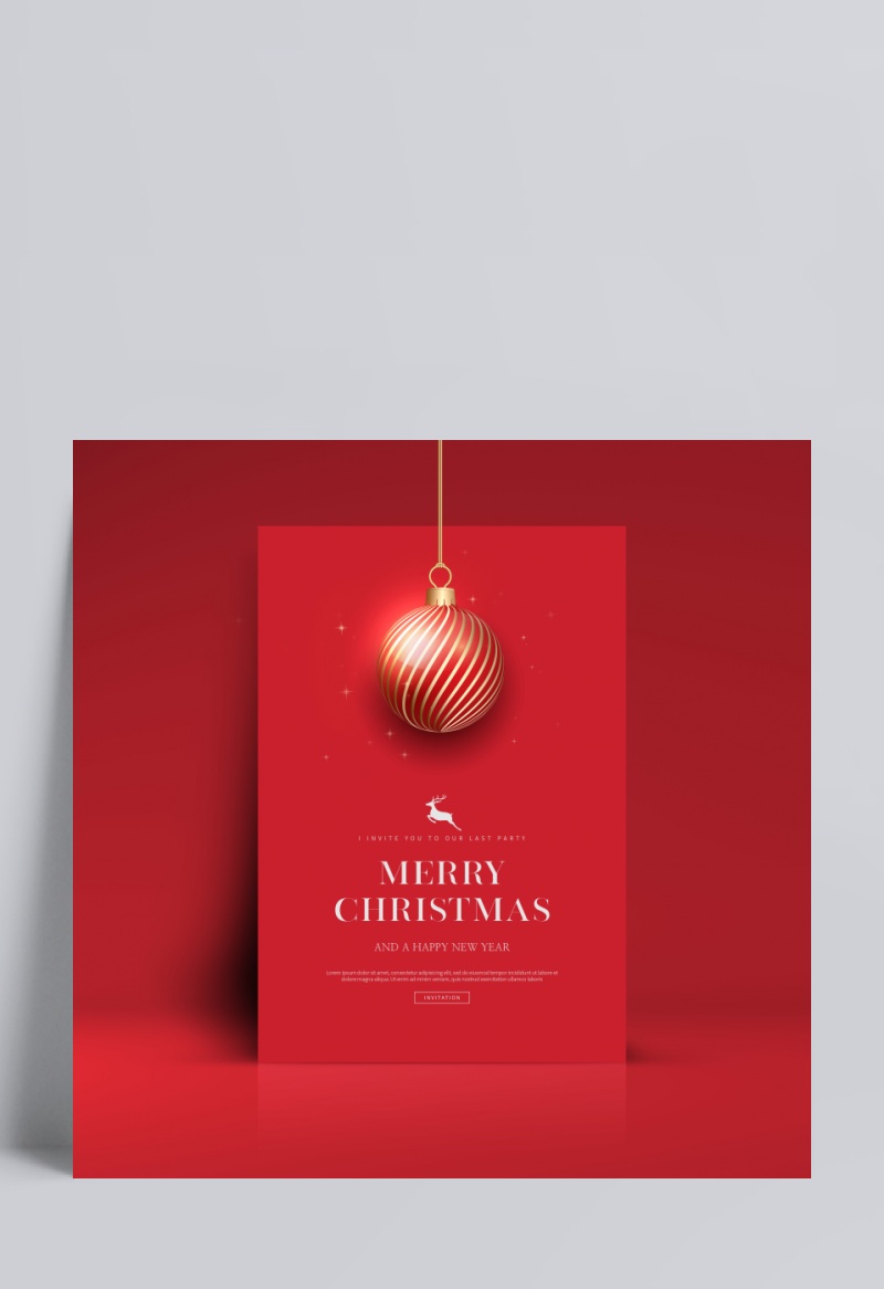 圣诞彩球_红色卡面_圣诞主题_节日海报设计PSD_cm320003652